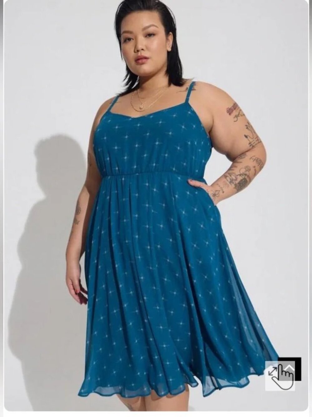 Torrid Midi Chiffon Pleated Dress